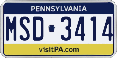 PA license plate MSD3414