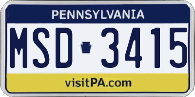 PA license plate MSD3415