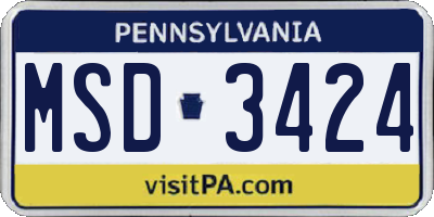 PA license plate MSD3424