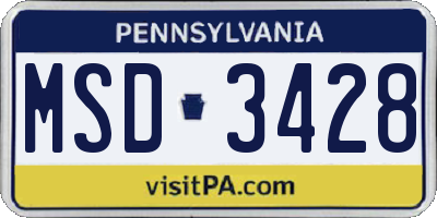 PA license plate MSD3428