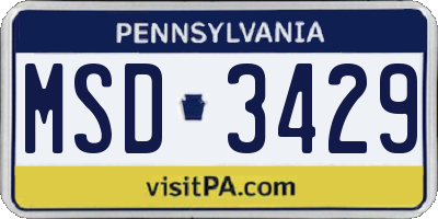 PA license plate MSD3429