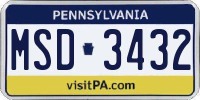 PA license plate MSD3432