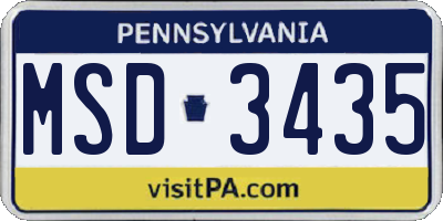 PA license plate MSD3435