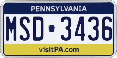PA license plate MSD3436