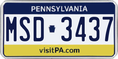 PA license plate MSD3437