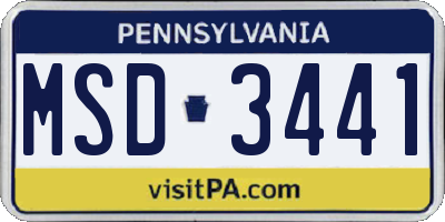 PA license plate MSD3441