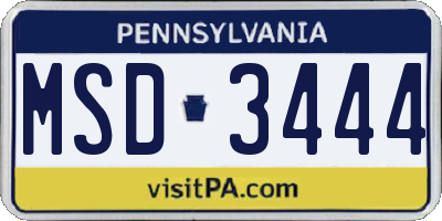 PA license plate MSD3444