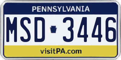 PA license plate MSD3446