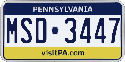 PA license plate MSD3447