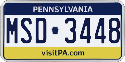 PA license plate MSD3448
