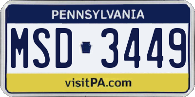 PA license plate MSD3449