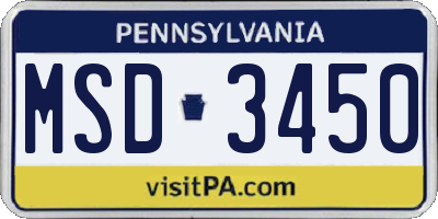 PA license plate MSD3450