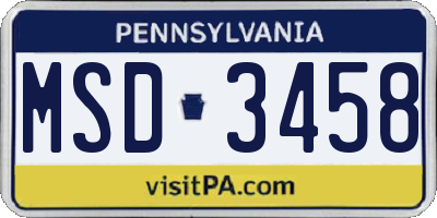 PA license plate MSD3458