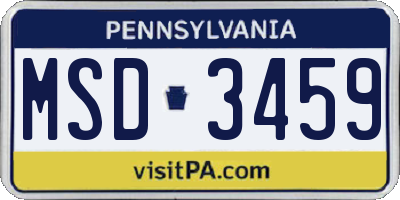 PA license plate MSD3459
