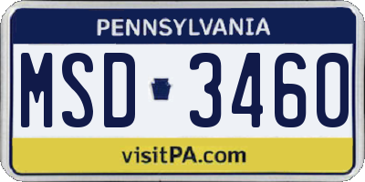 PA license plate MSD3460