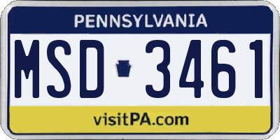 PA license plate MSD3461