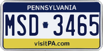 PA license plate MSD3465