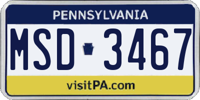 PA license plate MSD3467