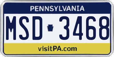 PA license plate MSD3468