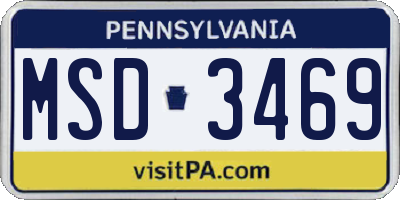 PA license plate MSD3469