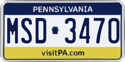 PA license plate MSD3470