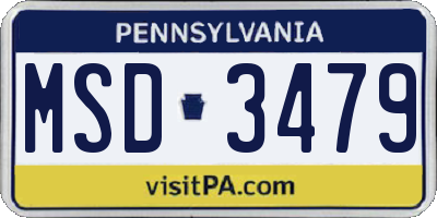 PA license plate MSD3479