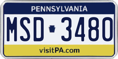 PA license plate MSD3480