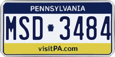 PA license plate MSD3484