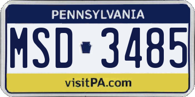 PA license plate MSD3485