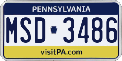 PA license plate MSD3486