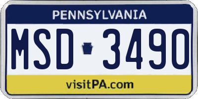 PA license plate MSD3490