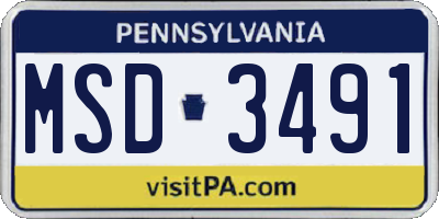 PA license plate MSD3491