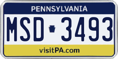 PA license plate MSD3493