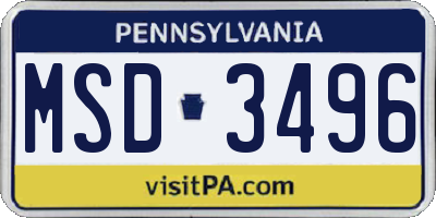 PA license plate MSD3496