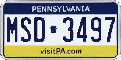 PA license plate MSD3497