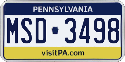 PA license plate MSD3498