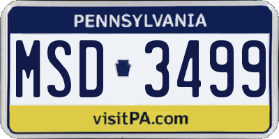 PA license plate MSD3499