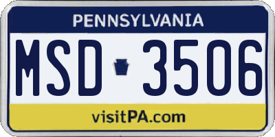 PA license plate MSD3506