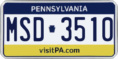 PA license plate MSD3510