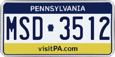 PA license plate MSD3512