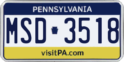 PA license plate MSD3518