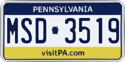 PA license plate MSD3519