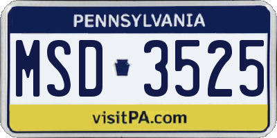 PA license plate MSD3525