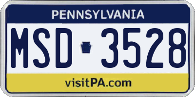 PA license plate MSD3528