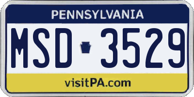 PA license plate MSD3529