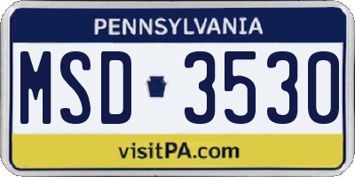 PA license plate MSD3530