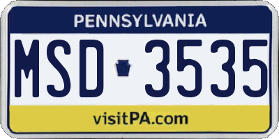 PA license plate MSD3535