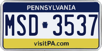 PA license plate MSD3537