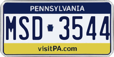 PA license plate MSD3544