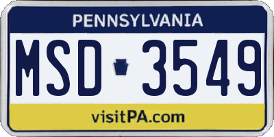 PA license plate MSD3549